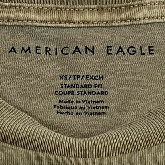 AMERICAN EAGLE Streetwear Vaporwave Olive Green Long Sleeve Graphic Tee Size XS - Picture 5 of 11